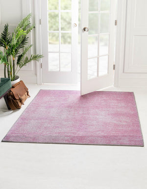Pink 7' 7 x 7' 7 Asha Square Area Rug 100% Chenille Cotton Easy Clean Indoor Living Dining Bedroom Office Carpet for Sale at Rug Engine