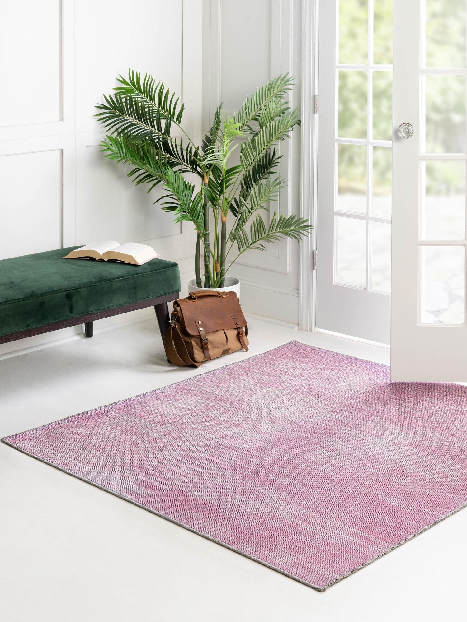 Pink 7' 7 x 7' 7 Asha Square Area Rug 100% Chenille Cotton Easy Clean Indoor Living Dining Bedroom Office Carpet for Sale at Rug Engine