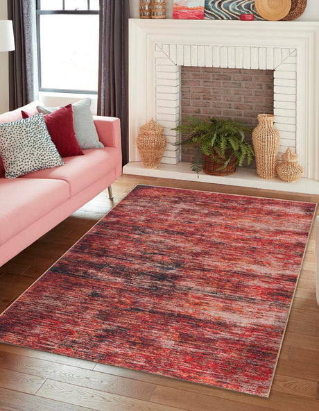 Rust Red 4' x 6' Asha Rectangle Area Rug 100% Chenille Cotton Easy Clean Indoor Living Dining Bedroom Office Carpet for Sale at Rug Engine