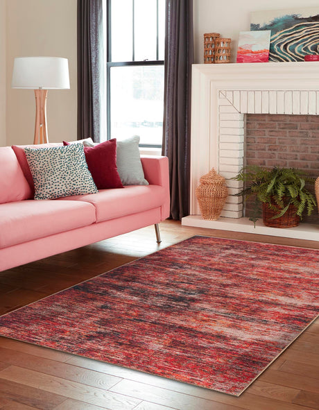Rust Red 6' x 9' Asha Rectangle Area Rug 100% Chenille Cotton Easy Clean Indoor Living Dining Bedroom Office Carpet for Sale at Rug Engine