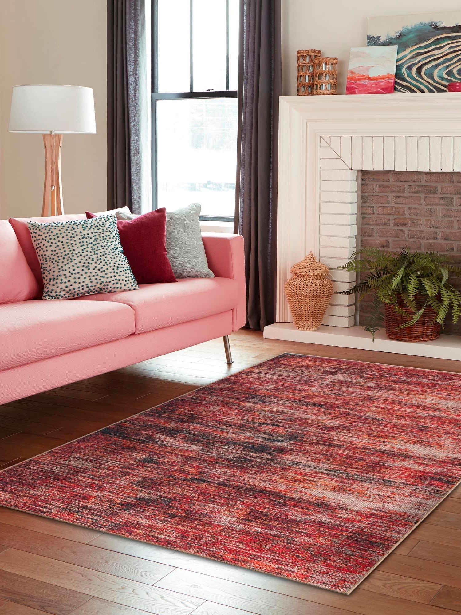 Rust Red 3' 6 x 5' 6 Asha Rectangle Area Rug 100% Chenille Cotton Easy Clean Indoor Living Dining Bedroom Office Carpet for Sale at Rug Engine
