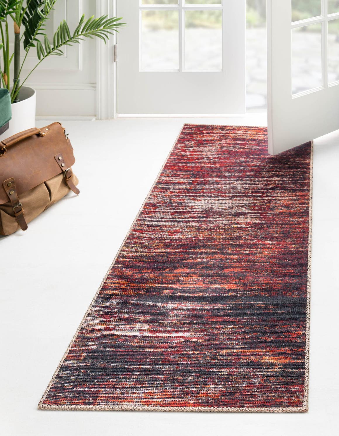 Rust Red 2' x 6' Asha Runner Area Rug 100% Chenille Cotton Easy Clean Indoor Living Dining Bedroom Office Carpet for Sale at Rug Engine