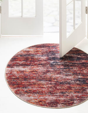 Rust Red 5' x 5' Asha Round Area Rug 100% Chenille Cotton Easy Clean Indoor Living Dining Bedroom Office Carpet for Sale at Rug Engine