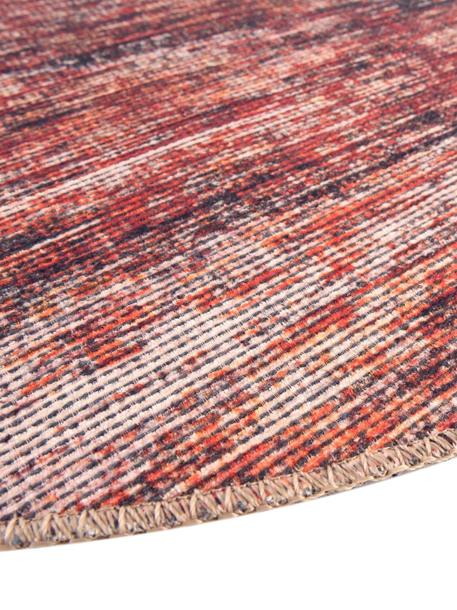 Rust Red 5' x 5' Asha Round Area Rug 100% Chenille Cotton Easy Clean Indoor Living Dining Bedroom Office Carpet for Sale at Rug Engine