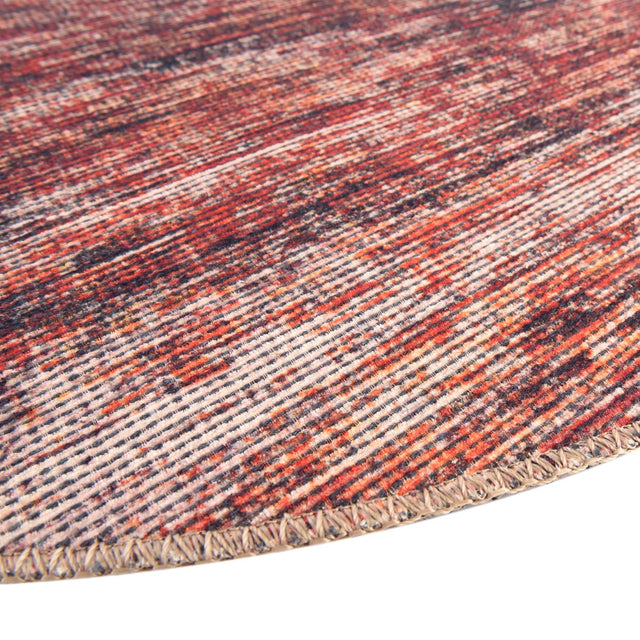 Rust Red 5' x 5' Asha Round Area Rug 100% Chenille Cotton Easy Clean Indoor Living Dining Bedroom Office Carpet for Sale at Rug Engine