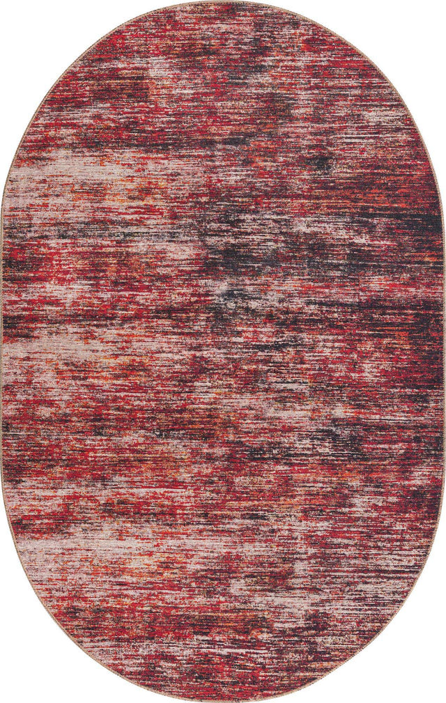 Rust Red 5' x 8' Asha Oval Area Rug 100% Chenille Cotton Easy Clean Indoor Living Dining Bedroom Office Carpet for Sale at Rug Engine