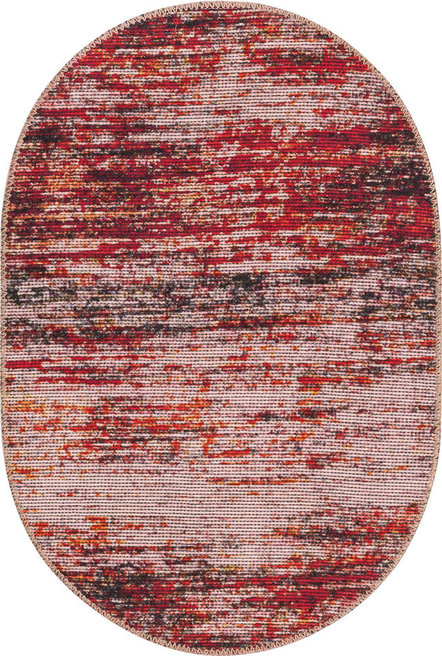 Rust Red 2' x 3' Asha Oval Area Rug 100% Chenille Cotton Easy Clean Indoor Living Dining Bedroom Office Carpet for Sale at Rug Engine