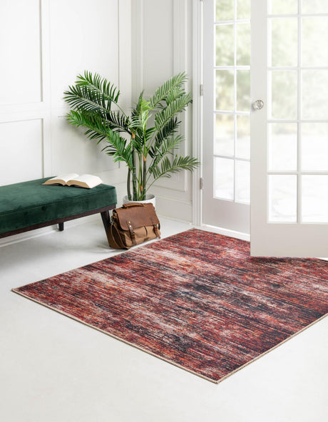 Rust Red 7' 7 x 7' 7 Asha Square Area Rug 100% Chenille Cotton Easy Clean Indoor Living Dining Bedroom Office Carpet for Sale at Rug Engine