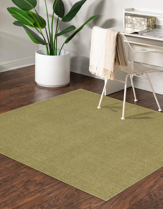 Fem Green 3' 3 x 3' 3 Everyday Solid Square Area Rug 100% Polypropylene With Felt Backing Easy Clean Simple Carpet for Minimalist Room Decorating for Sale at Rug Engine