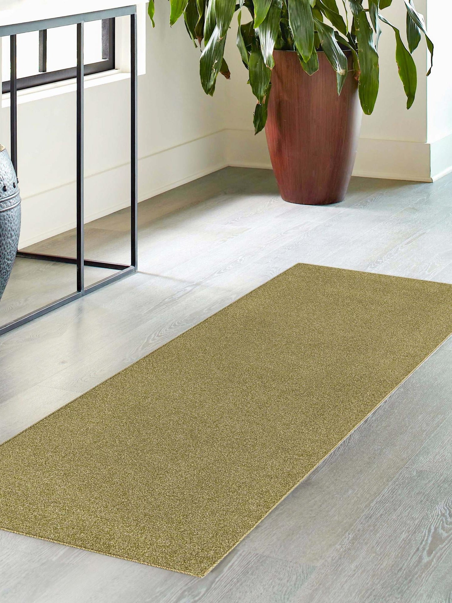 Fem Green 2' x 8' Everyday Solid Runner Area Rug 100% Polypropylene With Felt Backing Easy Clean Simple Carpet for Minimalist Room Decorating for Sale at Rug Engine