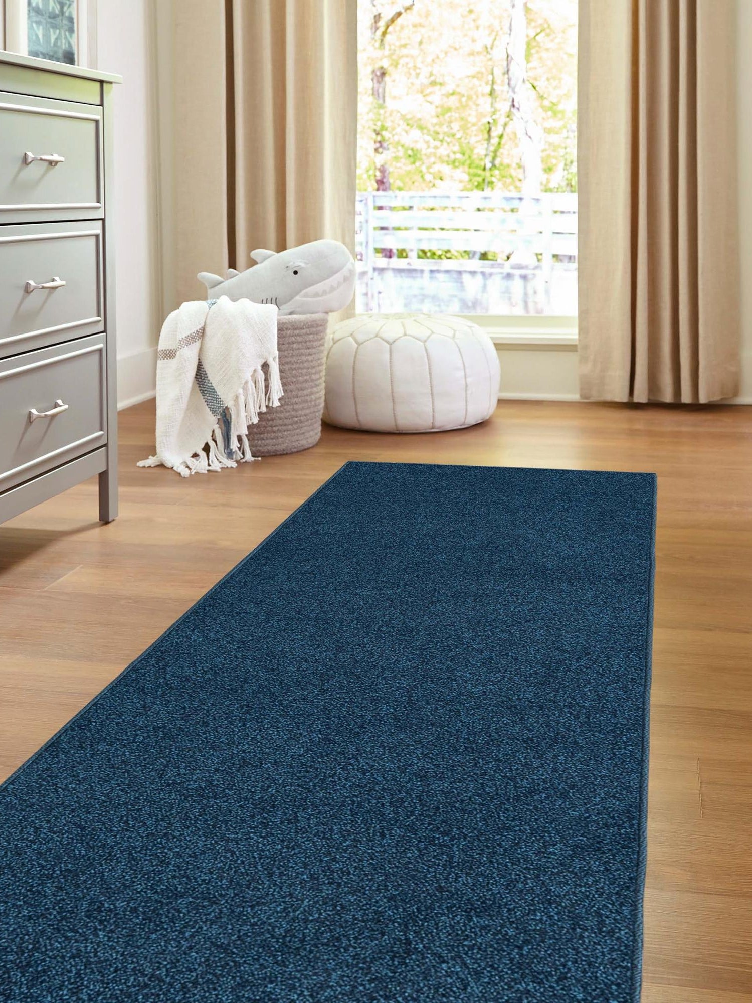 Navy Blue 2' x 8' Everyday Solid Runner Area Rug 100% Polypropylene With Felt Backing Easy Clean Simple Carpet for Minimalist Room Decorating for Sale at Rug Engine