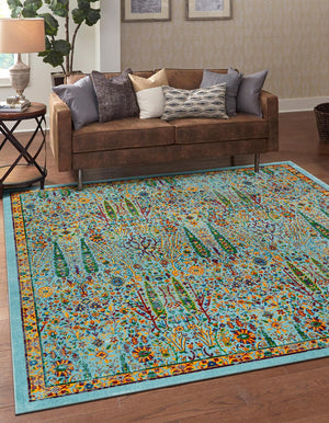 Aqua 10' x 10' Calypso Square Area Rug 100% Polypropylene With Cotton Backing Colorful Vivid Traditional Design Carpet for Living Office Dining Rooms for Sale at Rug Engine