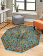 Aqua 7' 10 x 7' 10 Calypso Octagon Area Rug 100% Polypropylene With Cotton Backing Colorful Vivid Traditional Design Carpet for Living Office Dining Rooms for Sale at Rug Engine