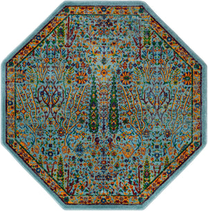 Aqua 5' 3 x 5' 3 Calypso Octagon Area Rug 100% Polypropylene With Cotton Backing Colorful Vivid Traditional Design Carpet for Living Office Dining Rooms for Sale at Rug Engine