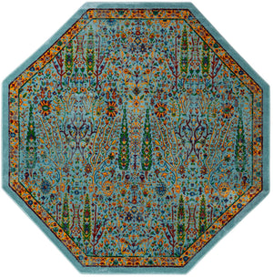 Aqua 7' 10 x 7' 10 Calypso Octagon Area Rug 100% Polypropylene With Cotton Backing Colorful Vivid Traditional Design Carpet for Living Office Dining Rooms for Sale at Rug Engine
