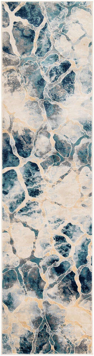 Navy Blue 2' 7 x 10' Mystic Runner Area Rug 100% Polypropylene Abstract Modern Carpet for Living Rooms, Dining, Bedrooms, Office for Sale at Rug Engine