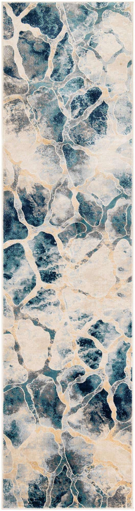 Navy Blue 2' 7 x 10' Mystic Runner Area Rug 100% Polypropylene Abstract Modern Carpet for Living Rooms, Dining, Bedrooms, Office for Sale at Rug Engine