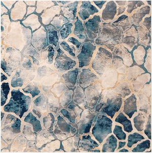 Navy Blue 10' x 10' Mystic Square Area Rug 100% Polypropylene Abstract Modern Carpet for Living Rooms, Dining, Bedrooms, Office for Sale at Rug Engine
