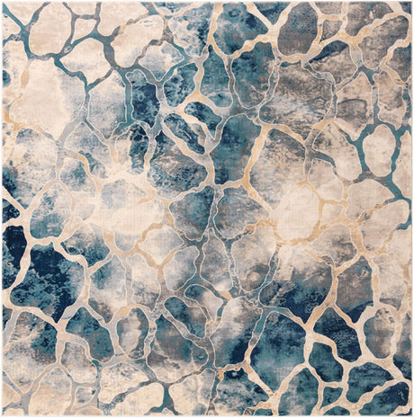 Navy Blue 10' x 10' Mystic Square Area Rug 100% Polypropylene Abstract Modern Carpet for Living Rooms, Dining, Bedrooms, Office for Sale at Rug Engine