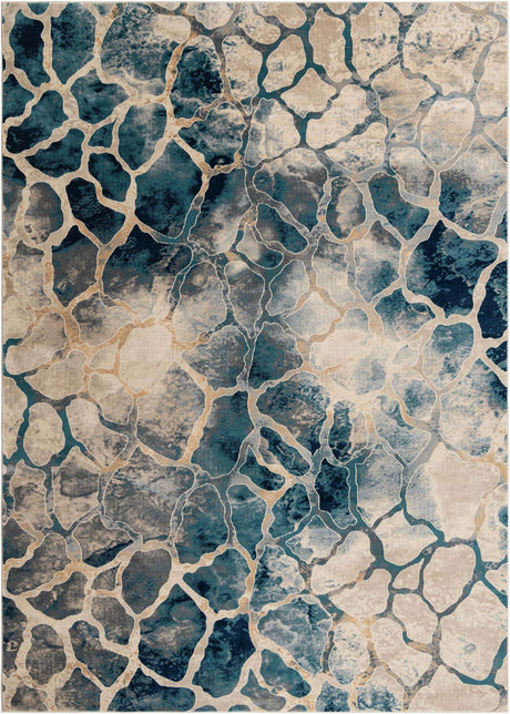 Navy Blue 10' x 14' 1 Mystic Rectangle Area Rug 100% Polypropylene Abstract Modern Carpet for Living Rooms, Dining, Bedrooms, Office for Sale at Rug Engine