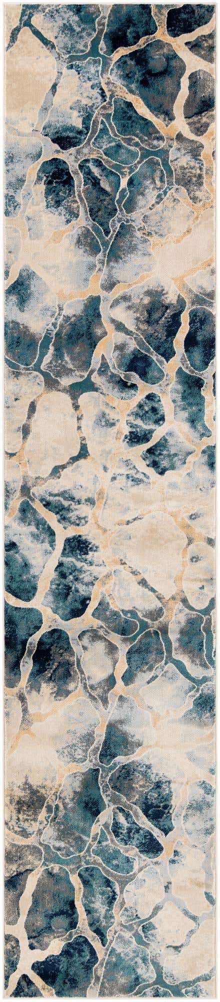 Navy Blue 2' 7 x 12' Mystic Runner Area Rug 100% Polypropylene Abstract Modern Carpet for Living Rooms, Dining, Bedrooms, Office for Sale at Rug Engine