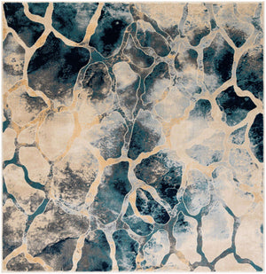 Navy Blue 6' 1 x 6' 1 Mystic Square Area Rug 100% Polypropylene Abstract Modern Carpet for Living Rooms, Dining, Bedrooms, Office for Sale at Rug Engine