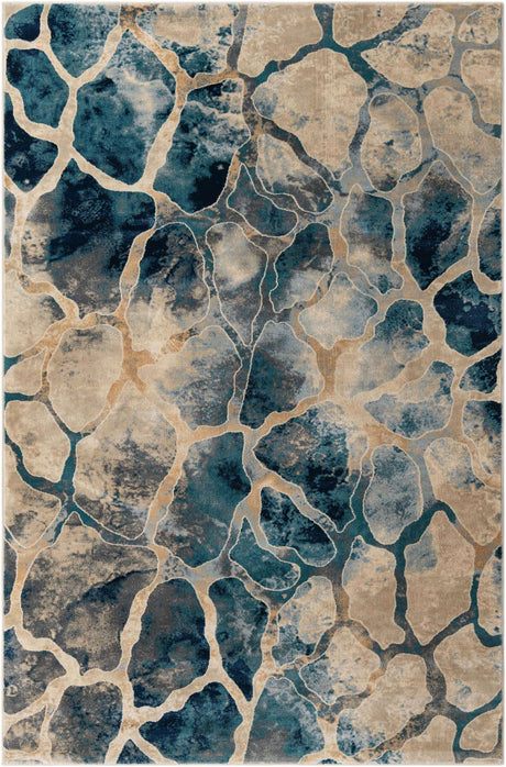 Navy Blue 6' 1 x 9' Mystic Rectangle Area Rug 100% Polypropylene Abstract Modern Carpet for Living Rooms, Dining, Bedrooms, Office for Sale at Rug Engine