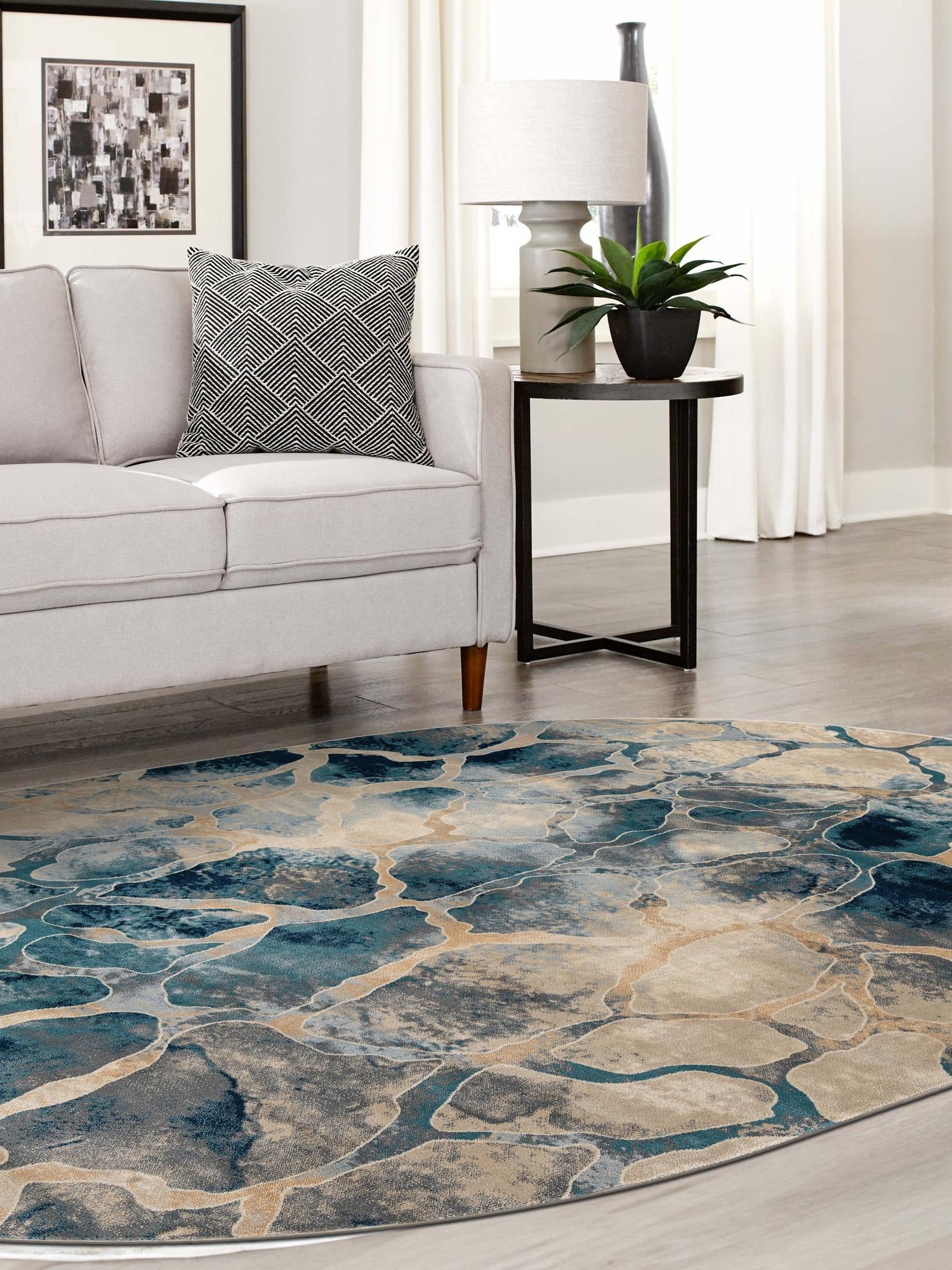 Navy Blue 6' 1 x 9' Mystic Oval Area Rug 100% Polypropylene Abstract Modern Carpet for Living Rooms, Dining, Bedrooms, Office for Sale at Rug Engine