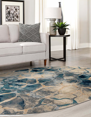 Navy Blue 6' 1 x 9' Mystic Oval Area Rug 100% Polypropylene Abstract Modern Carpet for Living Rooms, Dining, Bedrooms, Office for Sale at Rug Engine