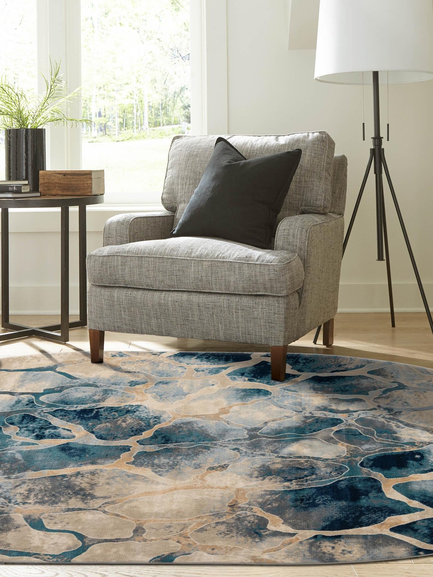 Navy Blue 6' 1 x 9' Mystic Oval Area Rug 100% Polypropylene Abstract Modern Carpet for Living Rooms, Dining, Bedrooms, Office for Sale at Rug Engine