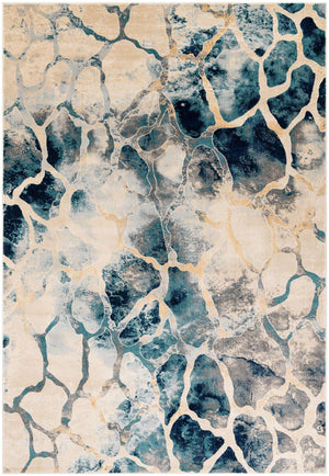 Navy Blue 7' 1 x 10' Mystic Rectangle Area Rug 100% Polypropylene Abstract Modern Carpet for Living Rooms, Dining, Bedrooms, Office for Sale at Rug Engine