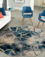 Navy Blue 7' 10 x 7' 10 Mystic Octagon Area Rug 100% Polypropylene Abstract Modern Carpet for Living Rooms, Dining, Bedrooms, Office for Sale at Rug Engine