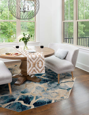 Navy Blue 7' 10 x 7' 10 Mystic Octagon Area Rug 100% Polypropylene Abstract Modern Carpet for Living Rooms, Dining, Bedrooms, Office for Sale at Rug Engine