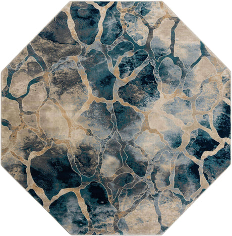 Navy Blue 7' 10 x 7' 10 Mystic Octagon Area Rug 100% Polypropylene Abstract Modern Carpet for Living Rooms, Dining, Bedrooms, Office for Sale at Rug Engine