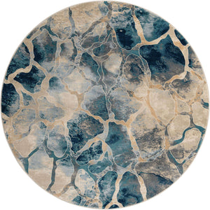 Navy Blue 7' 10 x 7' 10 Mystic Round Area Rug 100% Polypropylene Abstract Modern Carpet for Living Rooms, Dining, Bedrooms, Office for Sale at Rug Engine