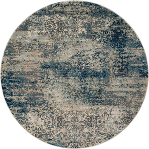 Navy Blue 10' x 10' Mystic Round Area Rug 100% Polypropylene Abstract Modern Carpet for Living Rooms, Dining, Bedrooms, Office for Sale at Rug Engine
