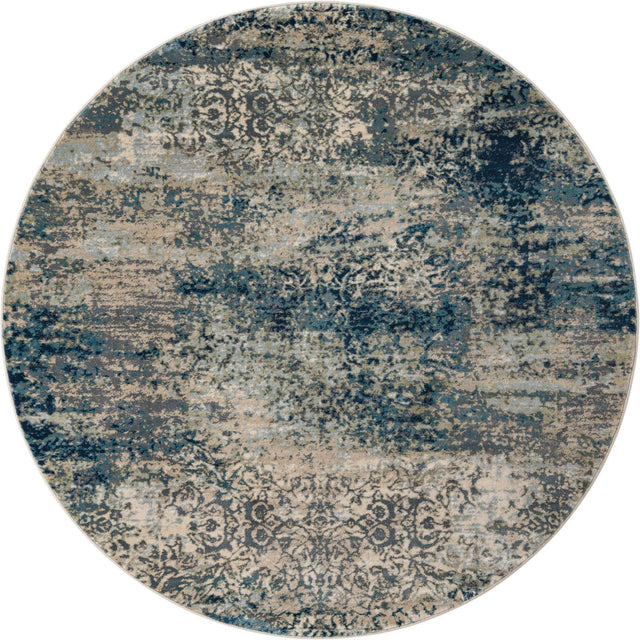Navy Blue 10' x 10' Mystic Round Area Rug 100% Polypropylene Abstract Modern Carpet for Living Rooms, Dining, Bedrooms, Office for Sale at Rug Engine