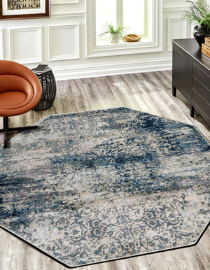Navy Blue 7' 10 x 7' 10 Mystic Octagon Area Rug 100% Polypropylene Abstract Modern Carpet for Living Rooms, Dining, Bedrooms, Office for Sale at Rug Engine