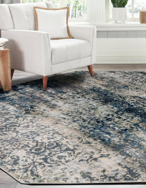 Navy Blue 7' 10 x 7' 10 Mystic Octagon Area Rug 100% Polypropylene Abstract Modern Carpet for Living Rooms, Dining, Bedrooms, Office for Sale at Rug Engine
