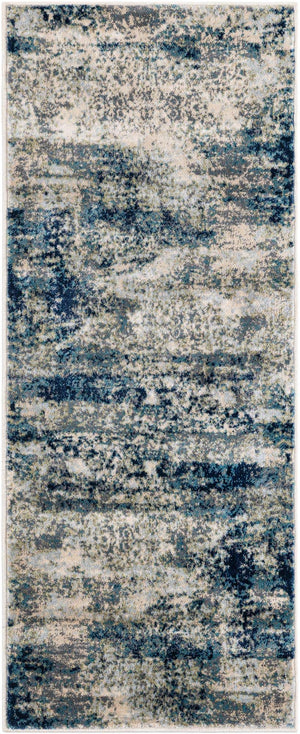 Navy Blue 2' x 5' 1 Mystic Runner Area Rug 100% Polypropylene Abstract Modern Carpet for Living Rooms, Dining, Bedrooms, Office for Sale at Rug Engine