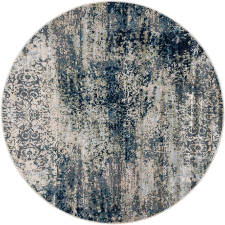 Navy Blue 6' 1 x 6' 1 Mystic Round Area Rug 100% Polypropylene Abstract Modern Carpet for Living Rooms, Dining, Bedrooms, Office for Sale at Rug Engine