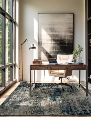 Navy Blue 6' 1 x 6' 1 Mystic Square Area Rug 100% Polypropylene Abstract Modern Carpet for Living Rooms, Dining, Bedrooms, Office for Sale at Rug Engine