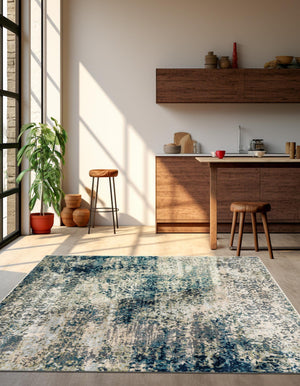 Navy Blue 10' x 10' Mystic Square Area Rug 100% Polypropylene Abstract Modern Carpet for Living Rooms, Dining, Bedrooms, Office for Sale at Rug Engine