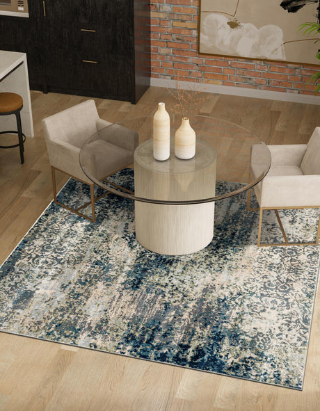 Navy Blue 6' 1 x 6' 1 Mystic Square Area Rug 100% Polypropylene Abstract Modern Carpet for Living Rooms, Dining, Bedrooms, Office for Sale at Rug Engine