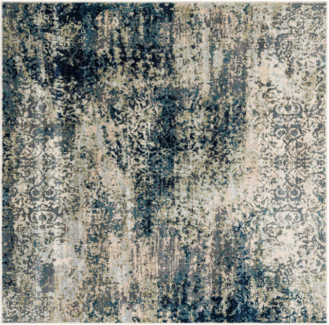 Navy Blue 6' 1 x 6' 1 Mystic Square Area Rug 100% Polypropylene Abstract Modern Carpet for Living Rooms, Dining, Bedrooms, Office for Sale at Rug Engine