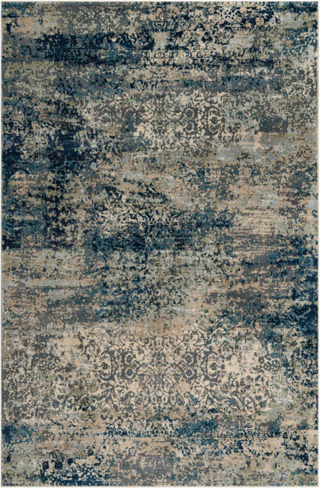 Navy Blue 6' 1 x 9' Mystic Rectangle Area Rug 100% Polypropylene Abstract Modern Carpet for Living Rooms, Dining, Bedrooms, Office for Sale at Rug Engine