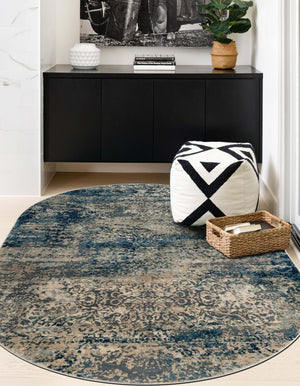 Navy Blue 6' 1 x 9' Mystic Oval Area Rug 100% Polypropylene Abstract Modern Carpet for Living Rooms, Dining, Bedrooms, Office for Sale at Rug Engine