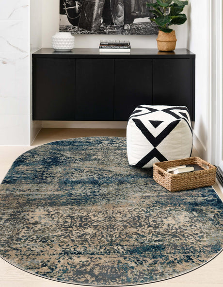 Navy Blue 6' 1 x 9' Mystic Oval Area Rug 100% Polypropylene Abstract Modern Carpet for Living Rooms, Dining, Bedrooms, Office for Sale at Rug Engine