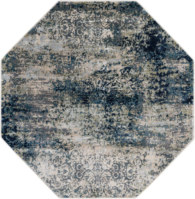 Navy Blue 7' 10 x 7' 10 Mystic Octagon Area Rug 100% Polypropylene Abstract Modern Carpet for Living Rooms, Dining, Bedrooms, Office for Sale at Rug Engine