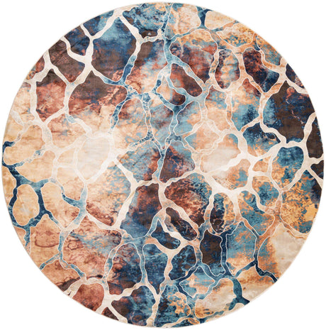 Brick Red 10' x 10' Mystic Round Area Rug 100% Polypropylene Abstract Modern Carpet for Living Rooms, Dining, Bedrooms, Office for Sale at Rug Engine